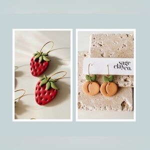 A1 Sage clay peach or strawberry earrings jewelry new